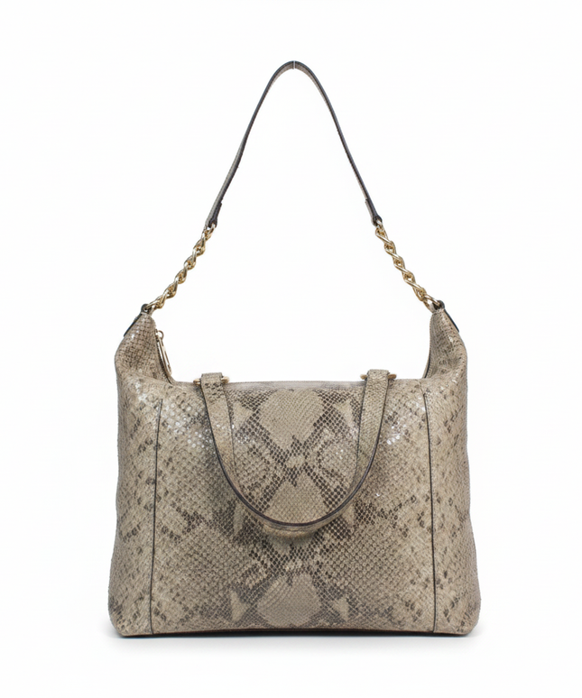 Michael Kors Beige Snakeskin Embossed Shoulder Bag