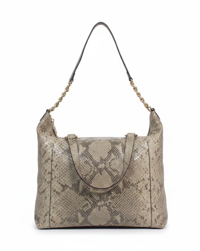Michael Kors Beige Snakeskin Embossed Shoulder Bag