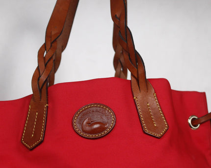 Dooney & Bourke Red Canvas Tote with Braided Leather Handles