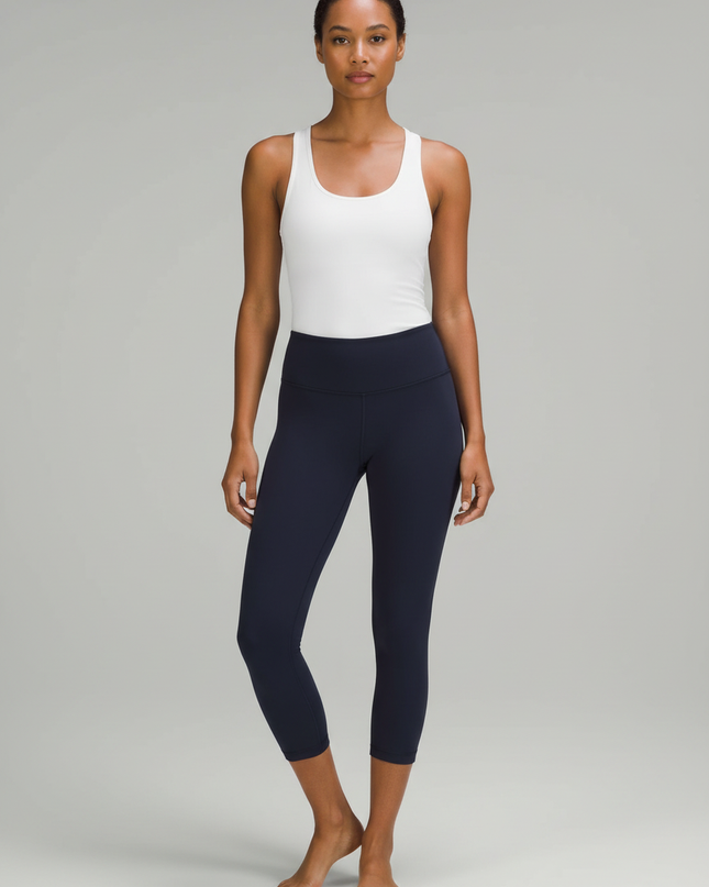 Lululemon Navy Wunder Train High-Rise Crop 21" Leggings