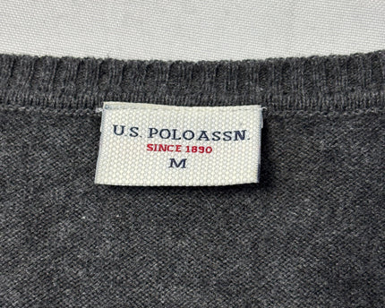 U.S. Polo Assn. Grey V-Neck Cotton Sweater