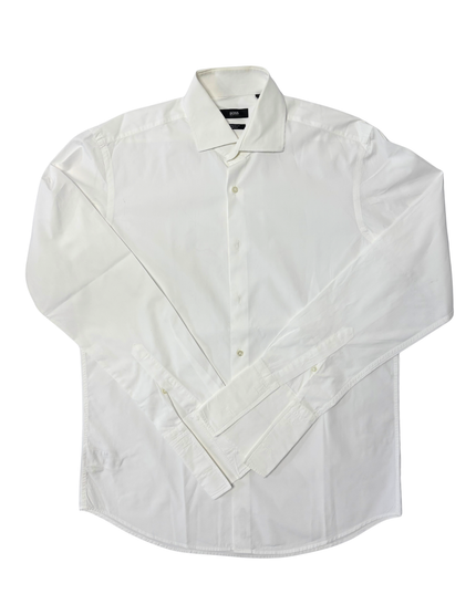Hugo Boss Regular Fit White Two-Ply Formal Dress Shirt - L