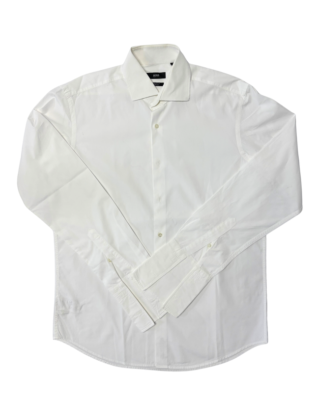 Hugo Boss Regular Fit White Two-Ply Formal Dress Shirt - L