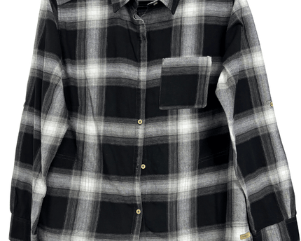 Decathlon Forclaz Travel 100 Black Plaid Flannel Trekking Hiking Shirt
