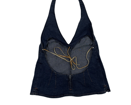 SABA Dark Wash Denim Halter Top- XXS
