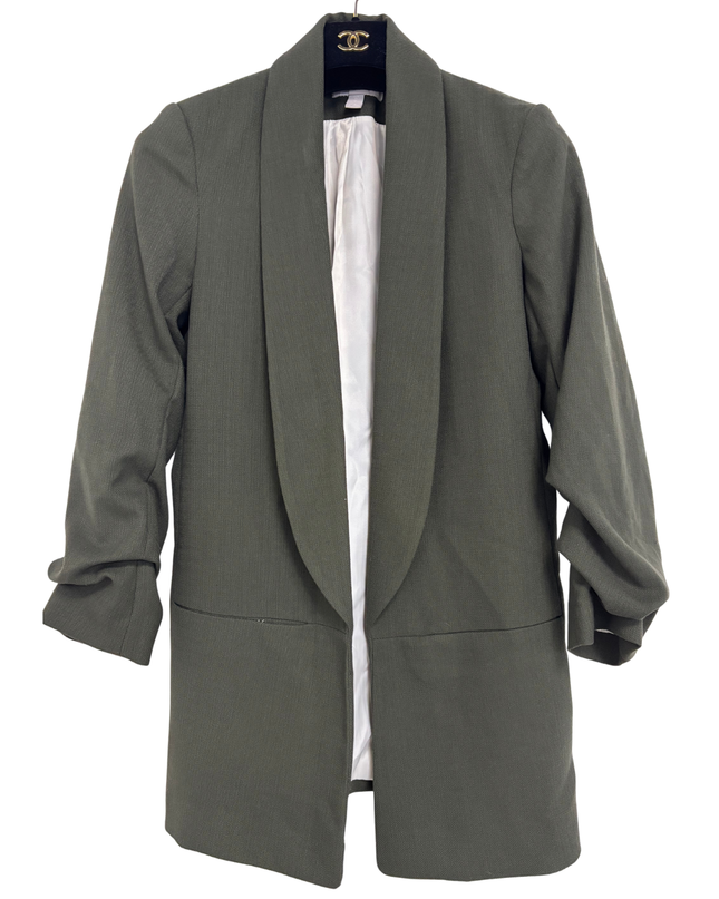 H&M Longline in Army Green Open-Front Blazer - XS