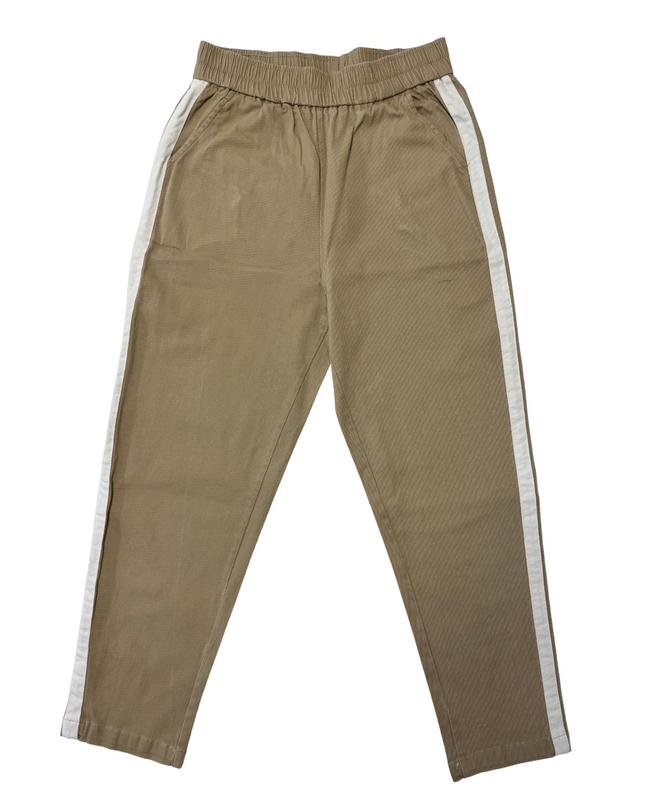 Limelight Khaki Tapered with White Side Stripe Pants - XS | Waist: 26"