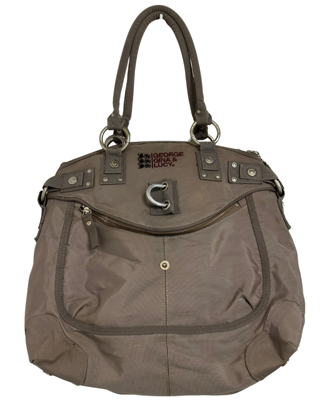 GEORGE GINA & LUCY Y2K Taupe Nylon Multi-Pocket Tote Bag