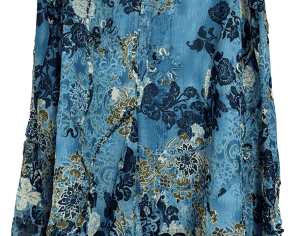 LeGrenier Boho Blue Floral Paisley Above Knee Skirt