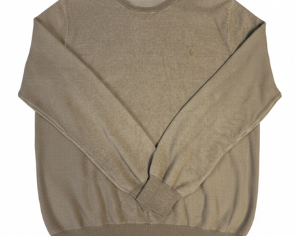 Polo Ralph Lauren Tan Pima Cotton Crew Neck Knit Sweater