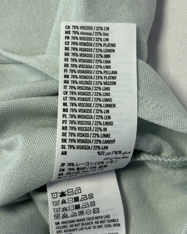 American Eagle Light Blue Linen Blend Short Sleeve Button Down Shirt