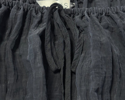 M&S Black Smocked Crinkle Petite Dress