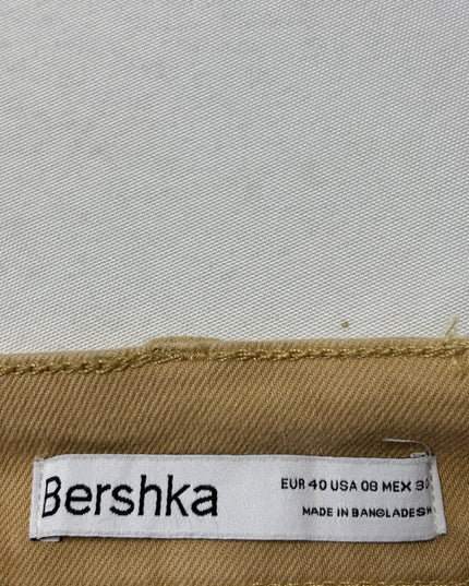 Bershka Tan Low-Waist Belted Mini Skirt