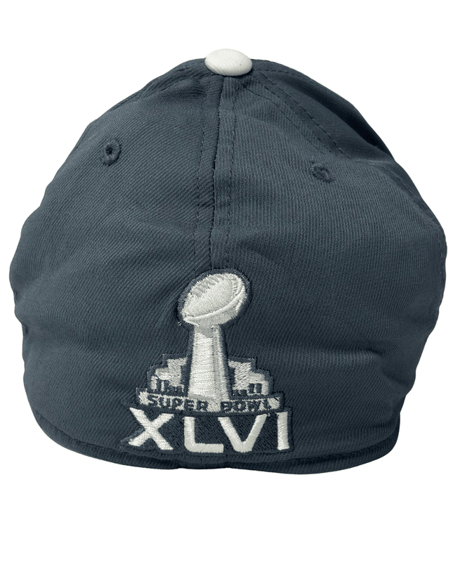 NFL Super Bowl XLVI Champions Pinstripe Grey & White Cap
