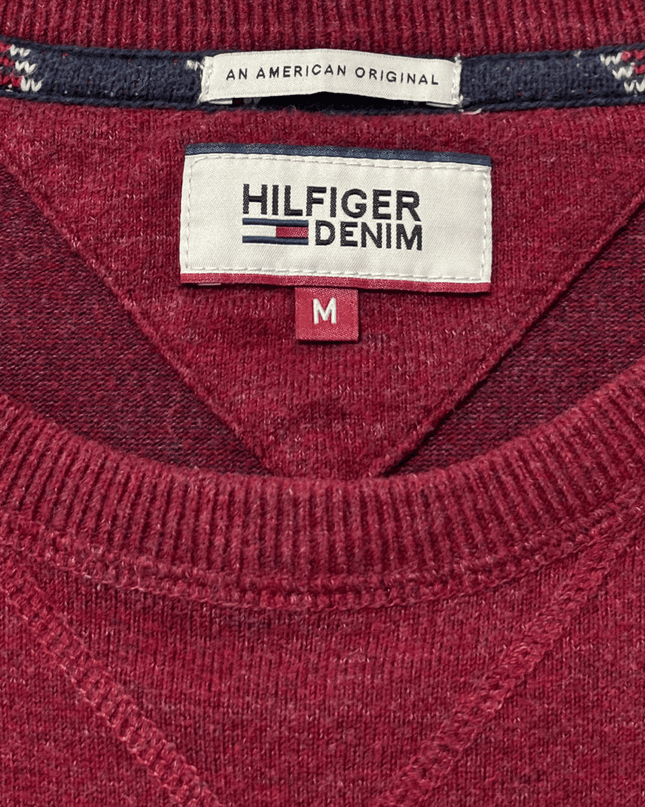 Hilfiger Denim Classic Maroon Crewneck Knit Sweater