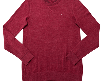 Hilfiger Denim Classic Maroon Crewneck Knit Sweater