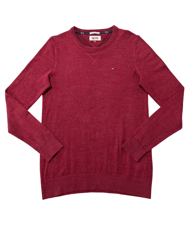 Hilfiger Denim Classic Maroon Crewneck Knit Sweater