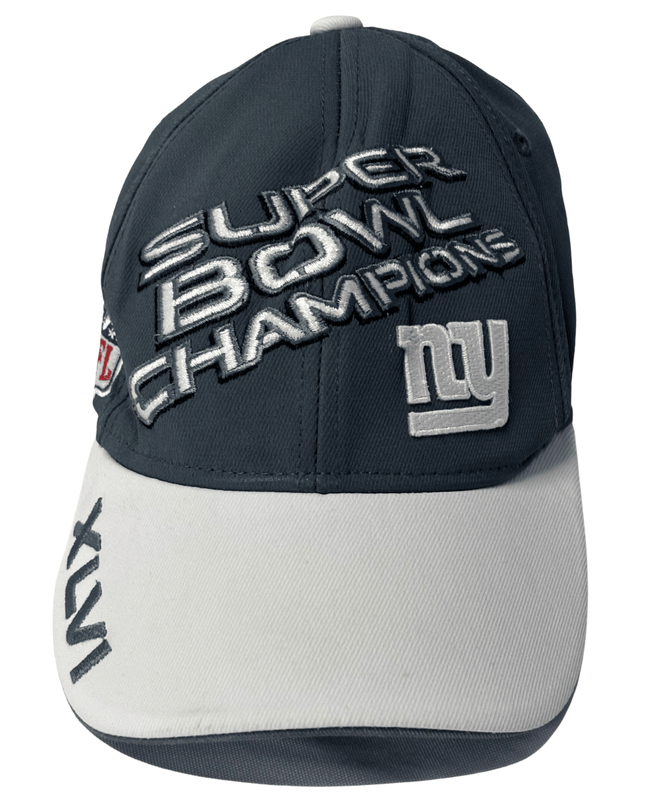 NFL Super Bowl XLVI Champions Pinstripe Grey & White Cap