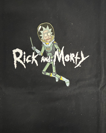 Rick and Morty Adult Swim Space Suit Black Graphic T-Shirt - L