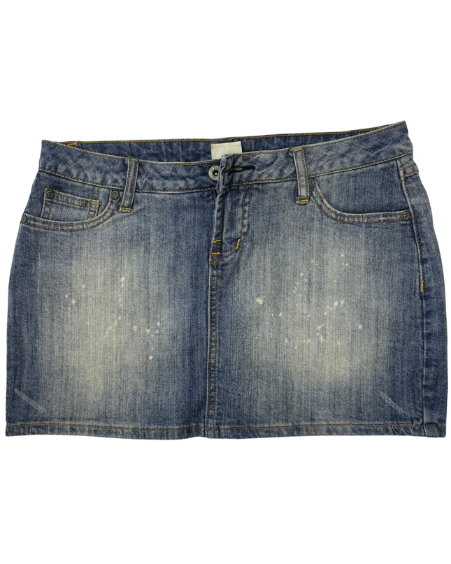 Vintage Low-Rise Rhinestone Embellished Y2K Denim Mini Skirt