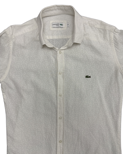 Lacoste White Patterned Slim Fit Long Sleeve Shirt - XS