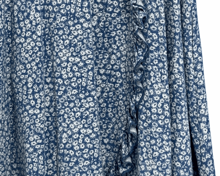 Pull&Bear Blue & White Ditsy Floral Ruffle Wrap Dress