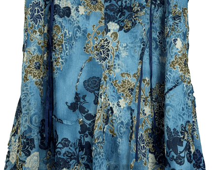 LeGrenier Boho Blue Floral Paisley Above Knee Skirt