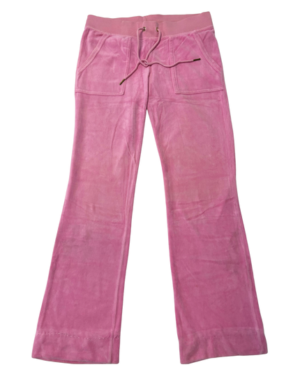 Juicy Couture Y2K Velour Pink Wide-Leg Tracksuit Trousers