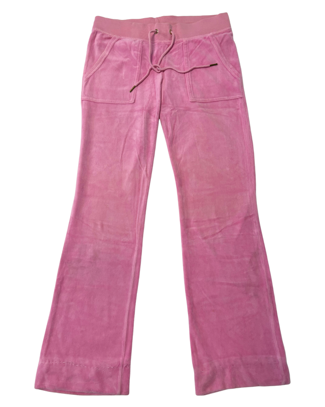Juicy Couture Y2K Velour Pink Wide-Leg Tracksuit Trousers