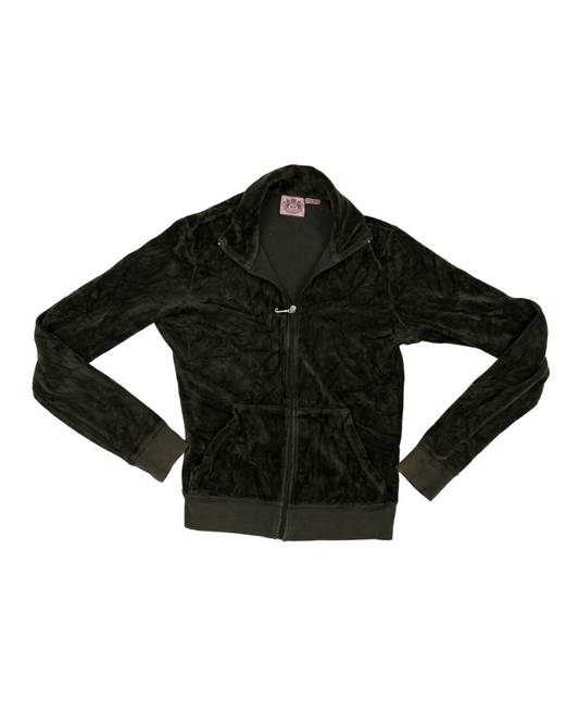 Juicy Couture Velour Zip-Up Black Track Jacket - XS