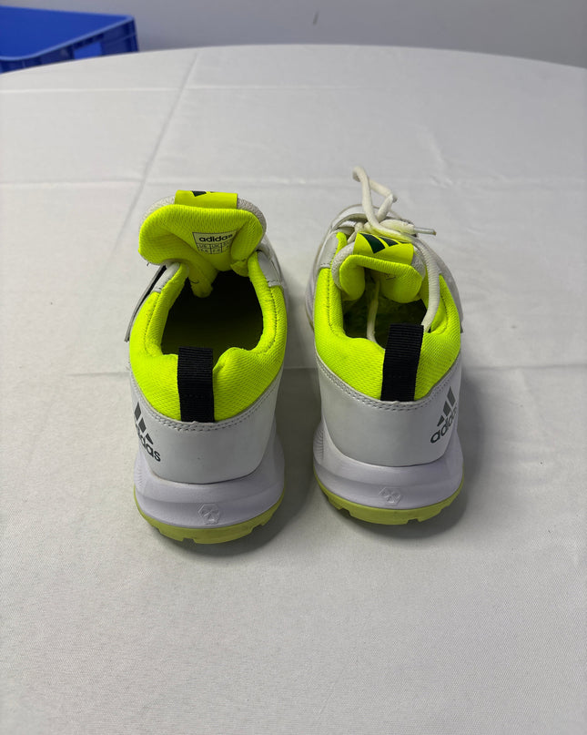 Adidas White Three-Stripes Cricket Shoes