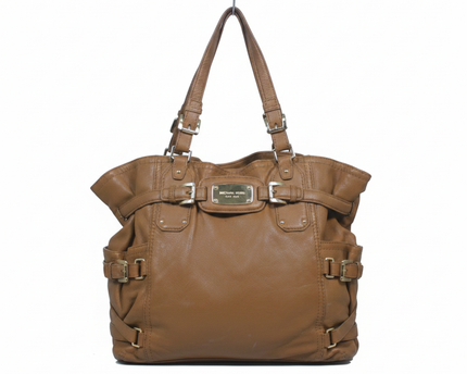Michael Kors Brown Pebble Leather Buckle Satchel