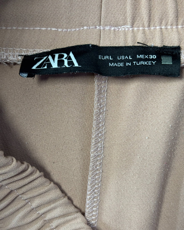 Zara Tan High-Waisted Cargo Utility Joggers