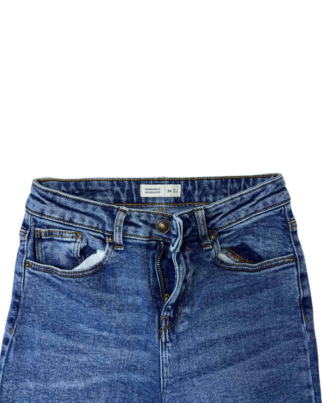 Springfield Mid-Wash High-Rise Flare Denim Jeans - XS | Waist: 26"