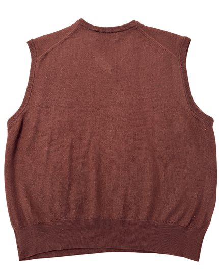 Burberrys of London Chestnut Brown Knit V-Neck Sweater Vest
