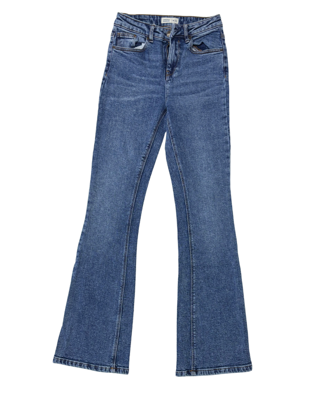 Springfield Mid-Wash High-Rise Flare Denim Jeans - XS | Waist: 26"