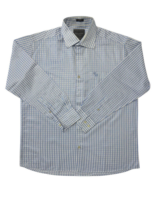 Abercrombie & Fitch Blue & White Stripe Cotton Poplin Shirt - XL