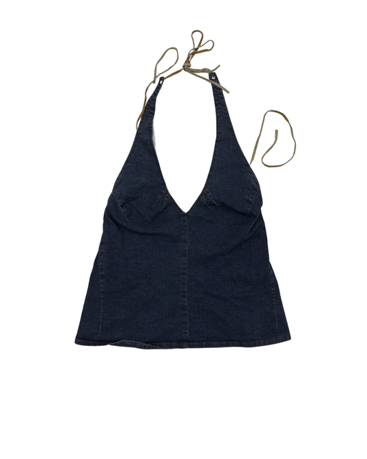 SABA Dark Wash Denim Halter Top- XXS