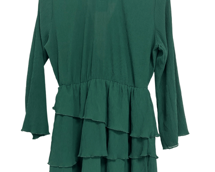 Zara Tiered Ruffle Forest Green Long Sleeve Mini Dress