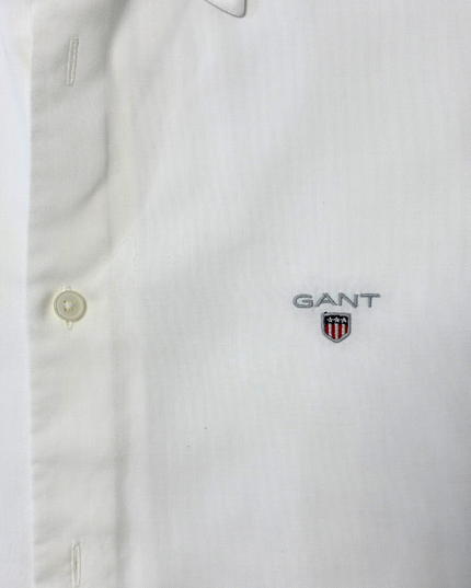 GANT Tech Prep Regular Fit White Short-Sleeve Button-Up Shirt