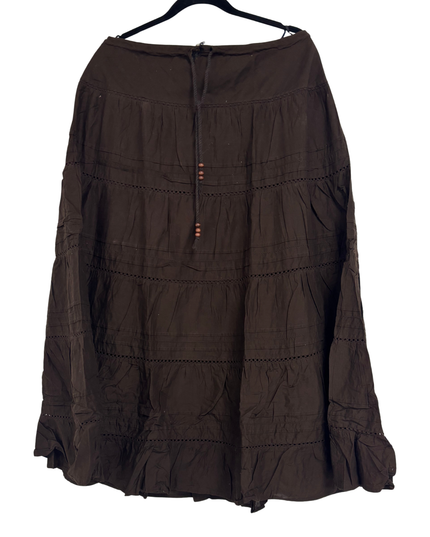 Jones New York Sport Brown Tiered Maxi Skirt - XL | Waist: 34"