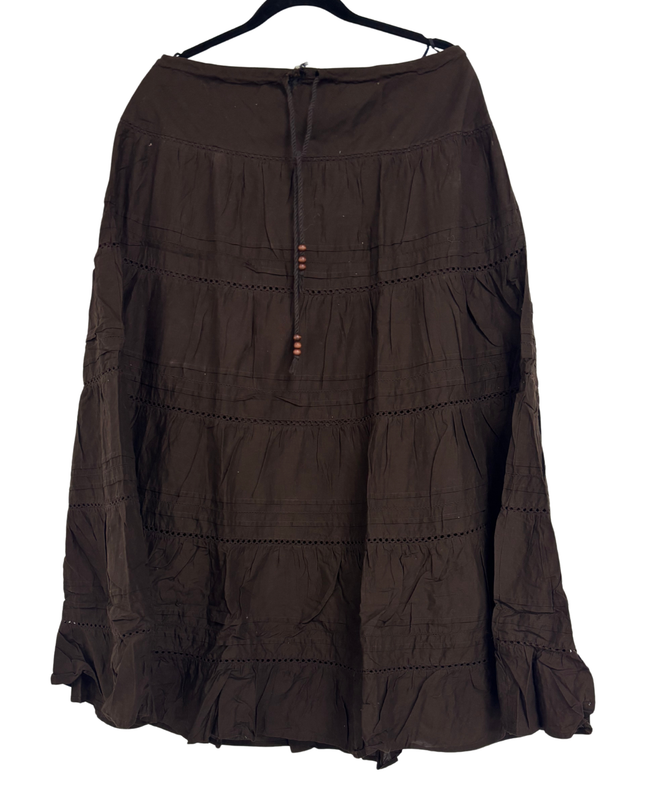 Jones New York Sport Brown Tiered Maxi Skirt - XL | Waist: 34"