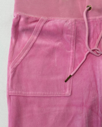 Juicy Couture Y2K Velour Pink Wide-Leg Tracksuit Trousers