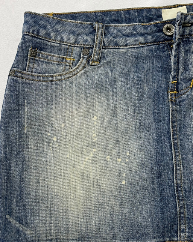 Vintage Low-Rise Rhinestone Embellished Y2K Denim Mini Skirt