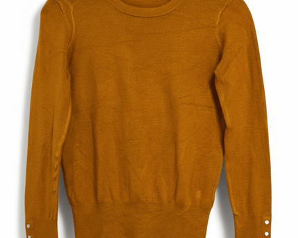 Zara Mustard Yellow Gold Button Cuff Soft Knit Sweater