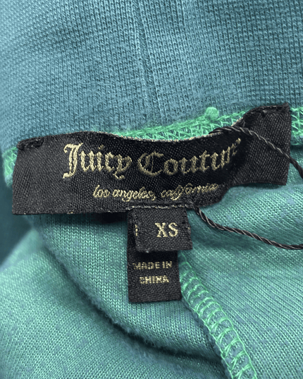 Juicy Couture Teal Green Rhinestone Velour Track Pants
