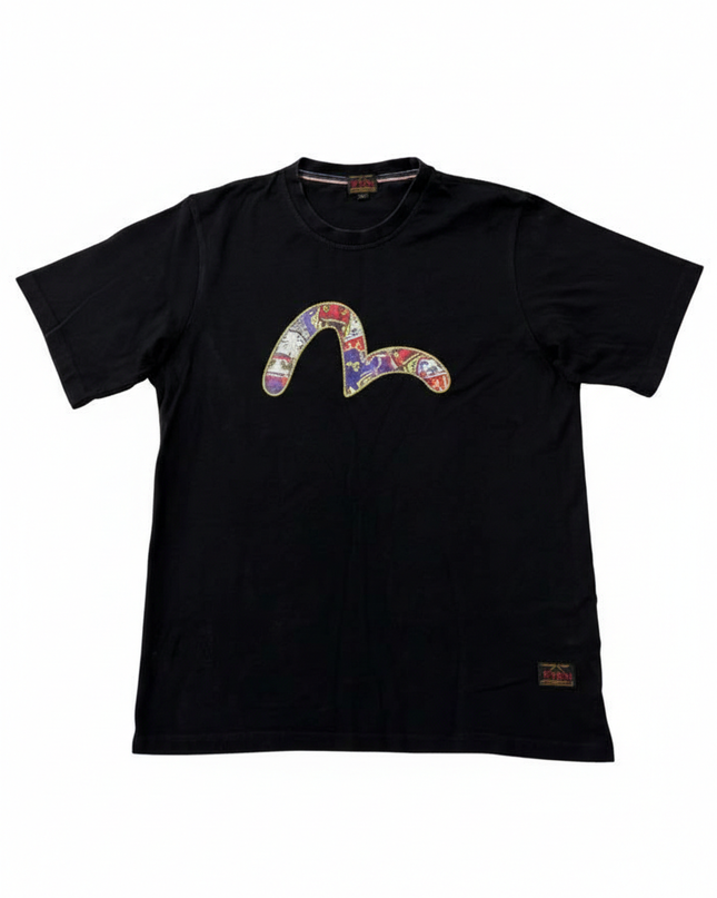 Evisu Black Heritage Seagull Graphic T-Shirt