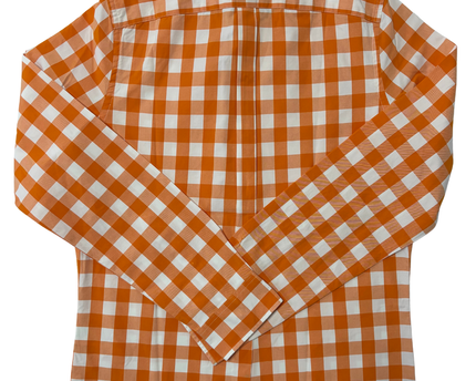 Abercrombie & Fitch Muscle Fit Orange & White Gingham Check Shirt - XXL