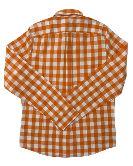 Abercrombie & Fitch Muscle Fit Orange & White Gingham Check Shirt - XXL
