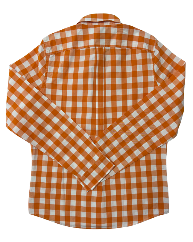 Abercrombie & Fitch Muscle Fit Orange & White Gingham Check Shirt - XXL